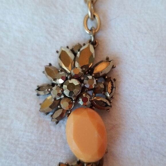J Crew Vtg Necklace gold tone and orange - Picture 11 of 16
